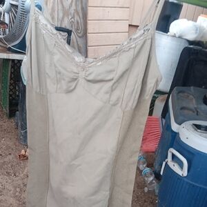 Elegant Beige Lace-Trimmed Dress